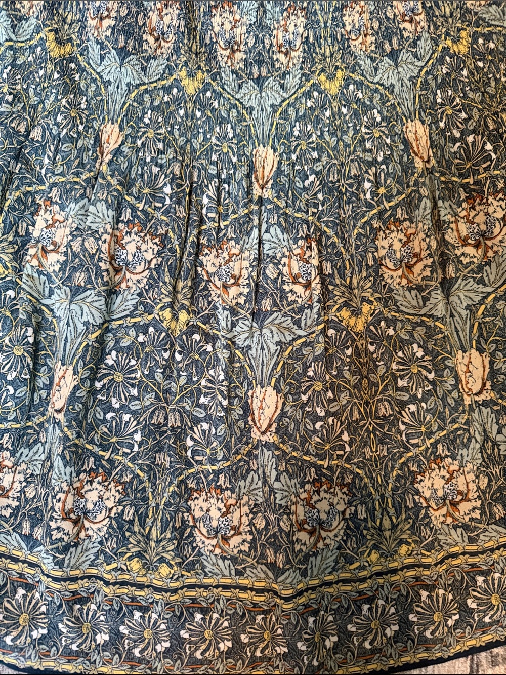 Floral Printed A-Line Midi Skirt in Teal - Picture 3 of 7